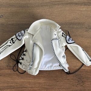 SHADOW HIGH Rainbow Heather Grayson Doll White & Black Faux LEATHER JACKET